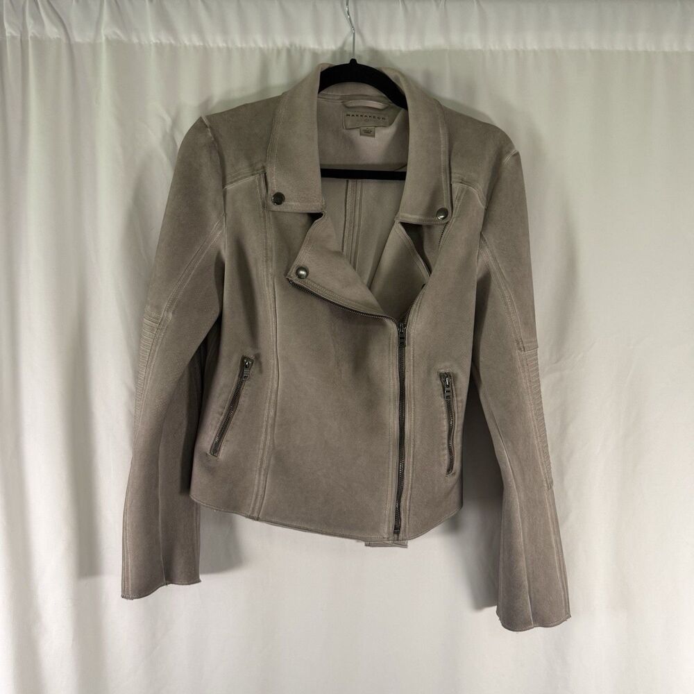 Marrakech Anthropologie Jacket Women's Medium Grey Full Zip Pockets Snap